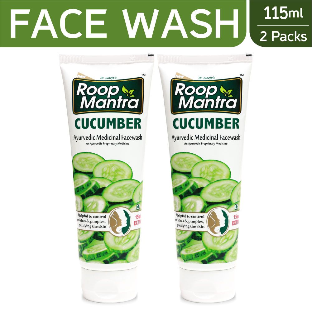     			Roop Mantra Cucumber Face Wash 115ml, Pack of 2 (Helpful to Purify the Skin, Control Acne Pimples, Blemishes & Skin Infections, Remove Excess Oil & Dirt)