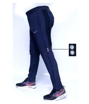 nike blue polyester lycra trackpants