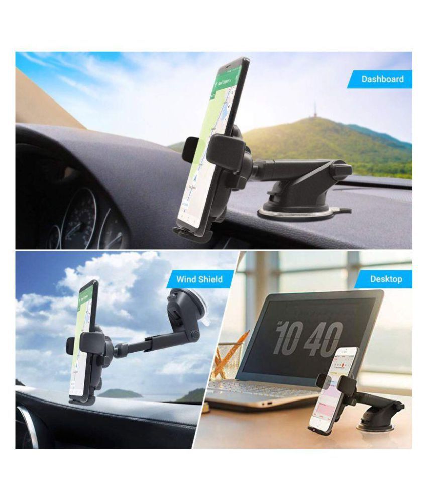 ZAAP Car Mobile Holder Single Clamp for Dashboard & Windshield - Black ...