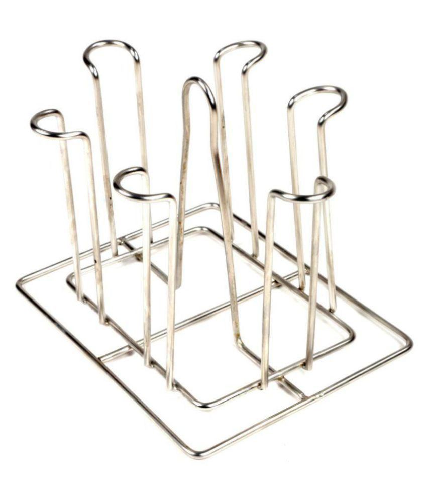     			Gehwara Stainless Steel Rust Glass Holder With 7 Hook/Dish Rack/Kitchen Rack/Kitchen Organiser/Bartan Stand