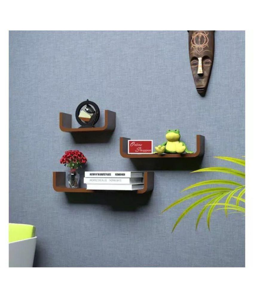 Floating Shelves Brown MDF Pack of 3 Buy Floating Shelves Brown