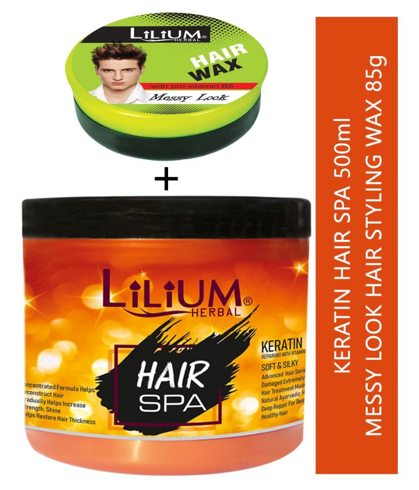 Lilium Herbal Keratin Hair Spa500ml With Messy Look Hair Wax 85gm