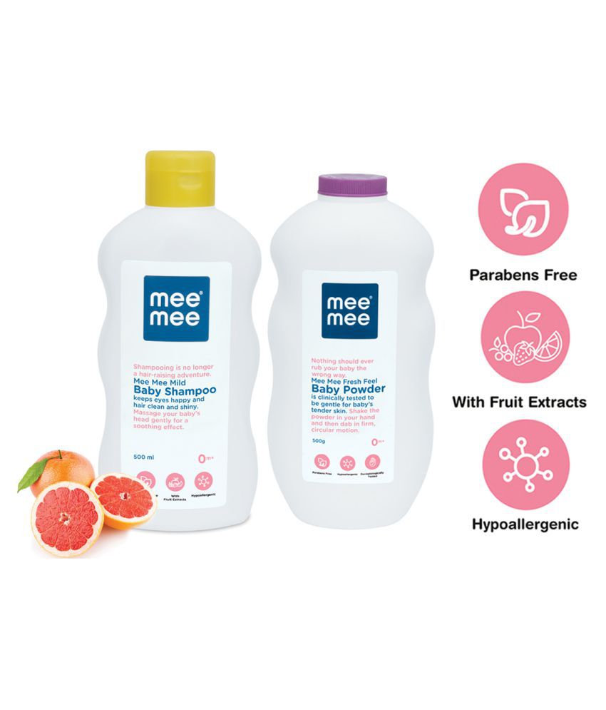    			Mee Mee Mild Baby Shampoo with Fruit Extracts and Fresh Feel Baby Powder (500 ml/g)