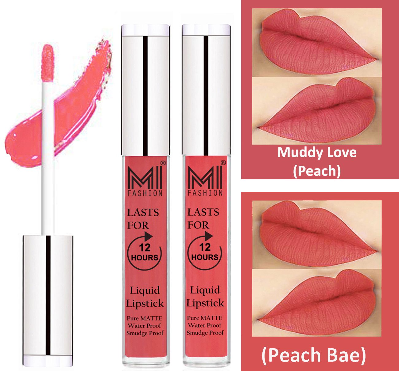     			MI FASHION Liquid Lipstick Peach,Peach Bae Pack of 2