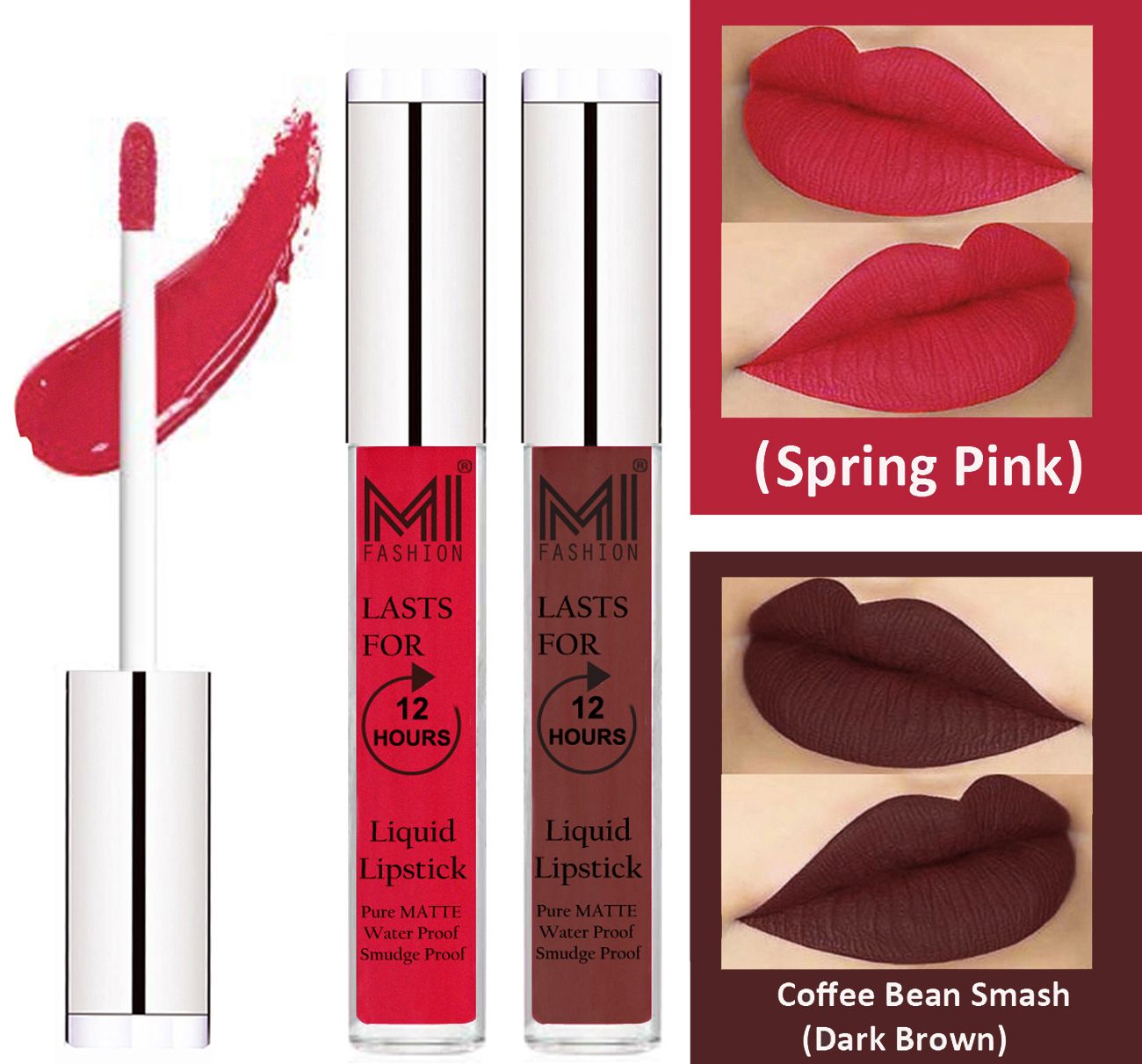     			MI FASHION Liquid Lipstick Spring Pink,Dark Brown 3 ml Pack of 2