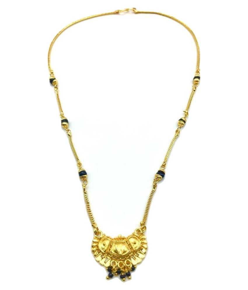     			Digital Dress Women's Jewellery Gold Plated Mangalsutra Necklace 18-inch Length Chain Golden Plated Pendant and Latkan Traditional Black Beads Single Line Layer Short Mangalsutra For Women and Girls