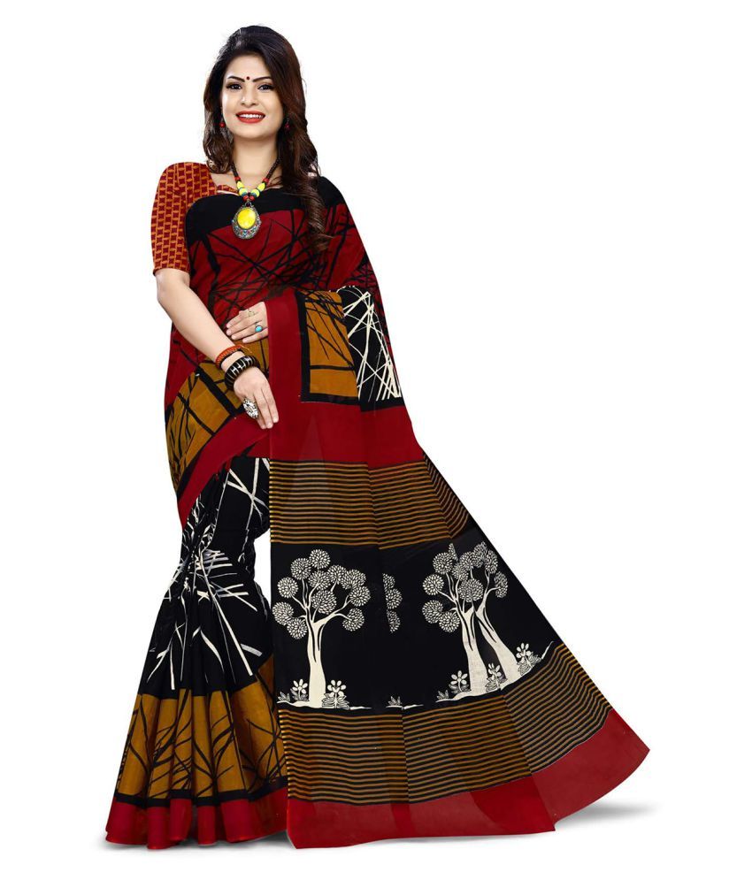     			Jevi Prints Red Cotton Saree