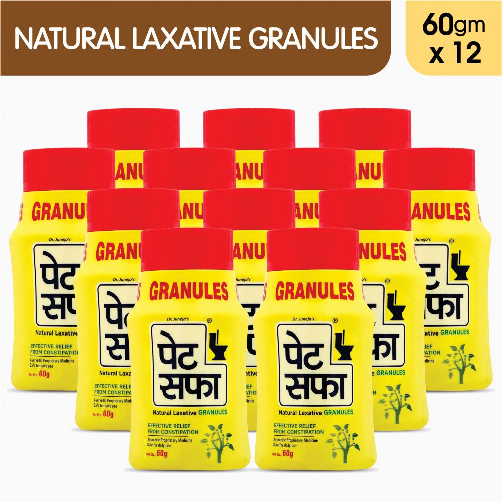 Pet Saffa Natural Laxative Granules 60gm, Pack of 12 (Helpful in Constipation, Gas, Acidity, Kabz), Ayurvedic Medicine