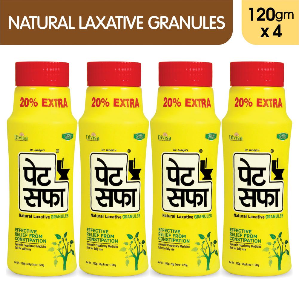 Pet Saffa Natural Laxative Granules 120gm, Pack of 4 (Helpful in Constipation, Gas, Acidity, Kabz), Ayurvedic Medicine