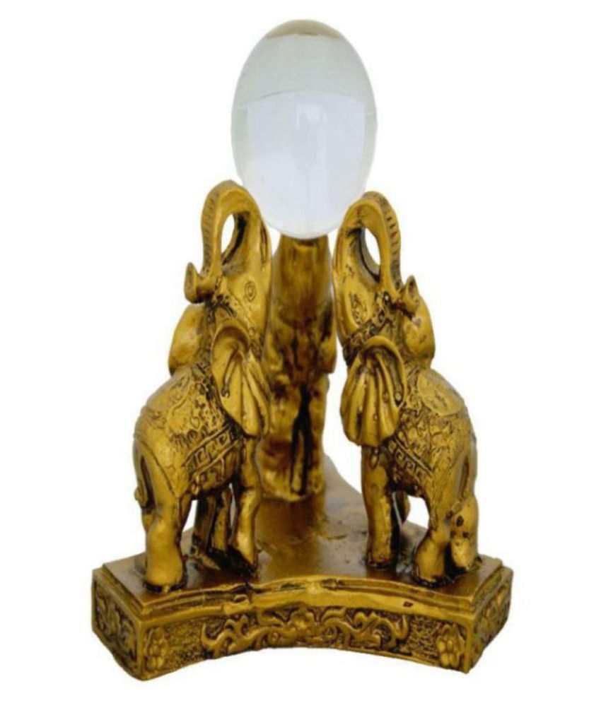     			MTV Antique Gold Elephants With Crystal Ball