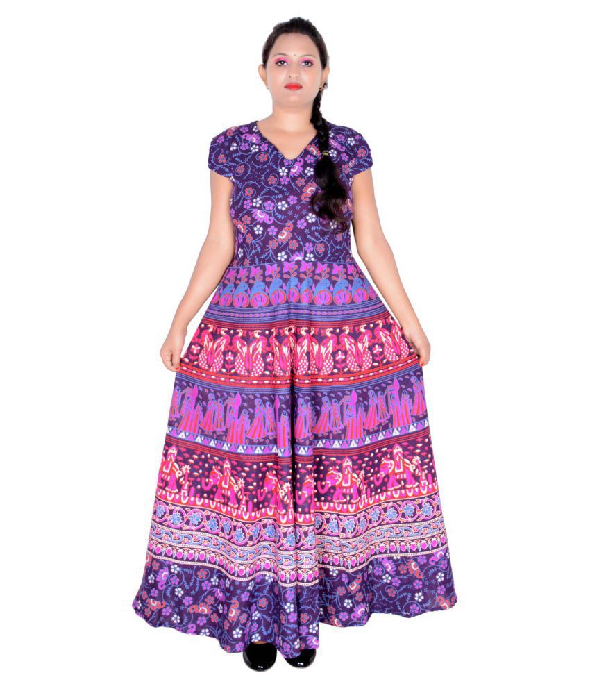     			Sttoffa Cotton Purple Fit And Flare Dress