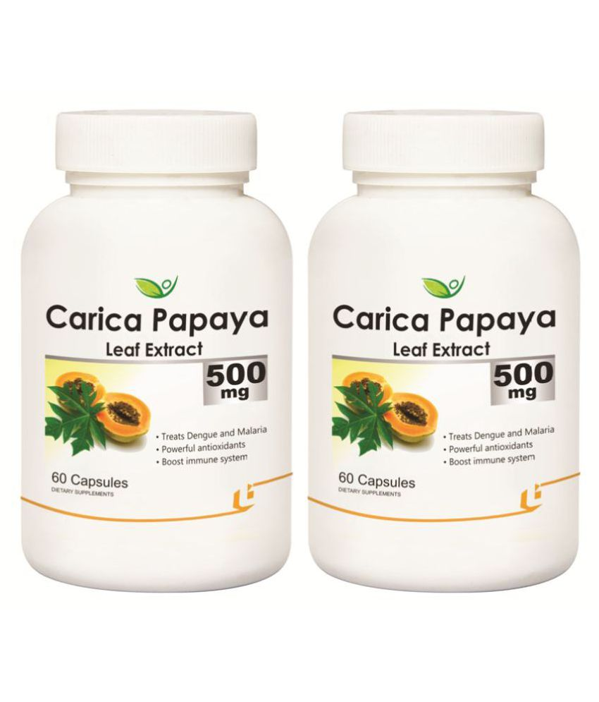Biotrex Carica Papaya Leaf Extract 60 Capsule 500 mg Pack of 2 Buy