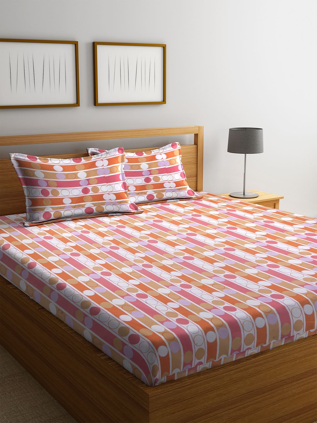 Bombay Dyeing Cotton Double Bedsheet with 2 Pillow Covers ( 218 cm x