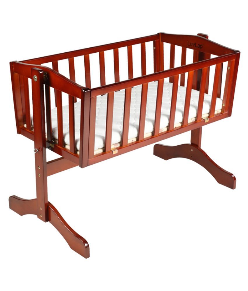 Luv Lap C-10M Baby Multipurpose Wooden Cot with Mattress (Cherry Red ...