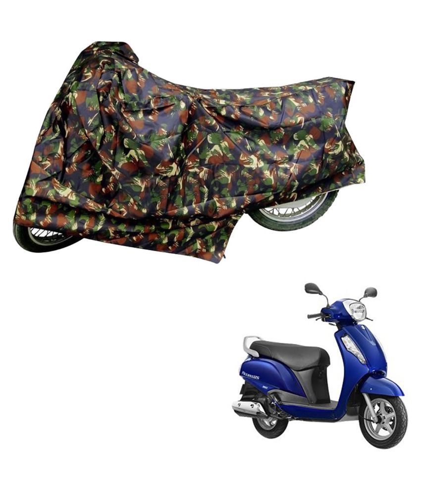     			AutoRetail Dust Proof Two Wheeler Polyster Cover for Suzuki Access (Mirror Pocket, Jungle Color)