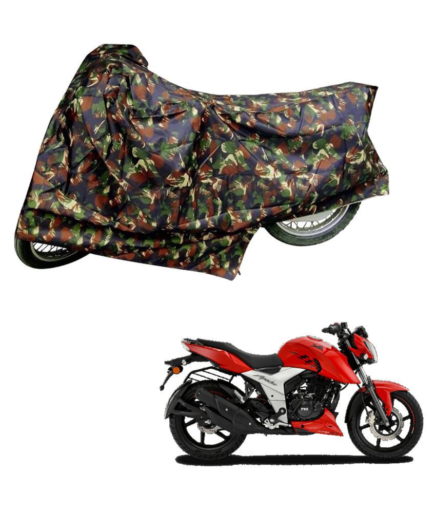     			AutoRetail Dust Proof Two Wheeler Polyster Cover for TVS Apache RTR (Mirror Pocket, Jungle Color)