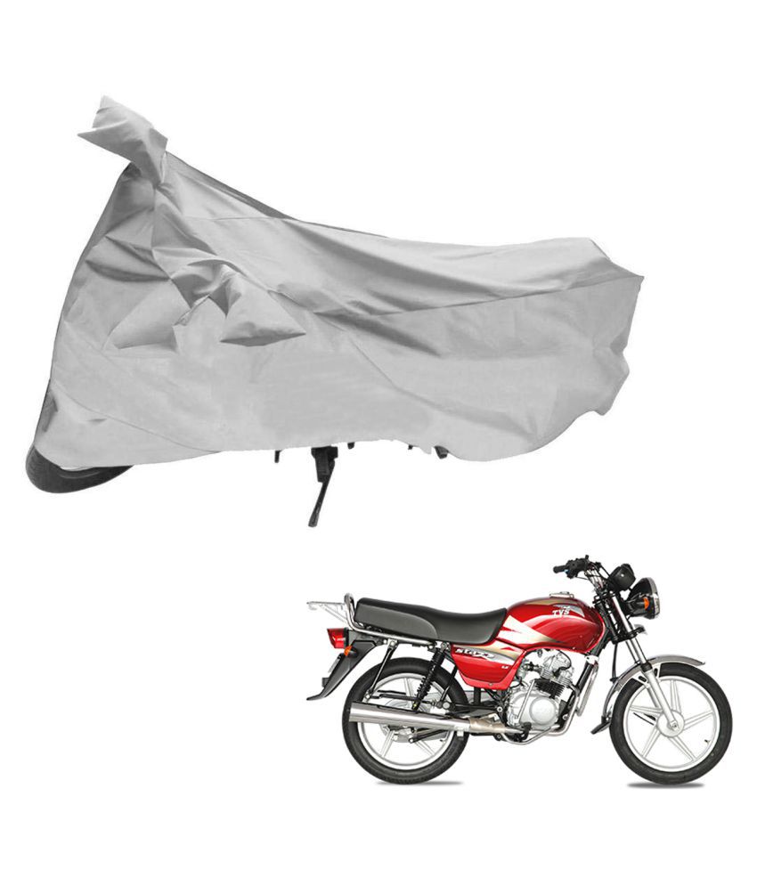     			AutoRetail Dust Proof Two Wheeler Polyster Cover for TVS Star Lx (Mirror Pocket, Silver Color)