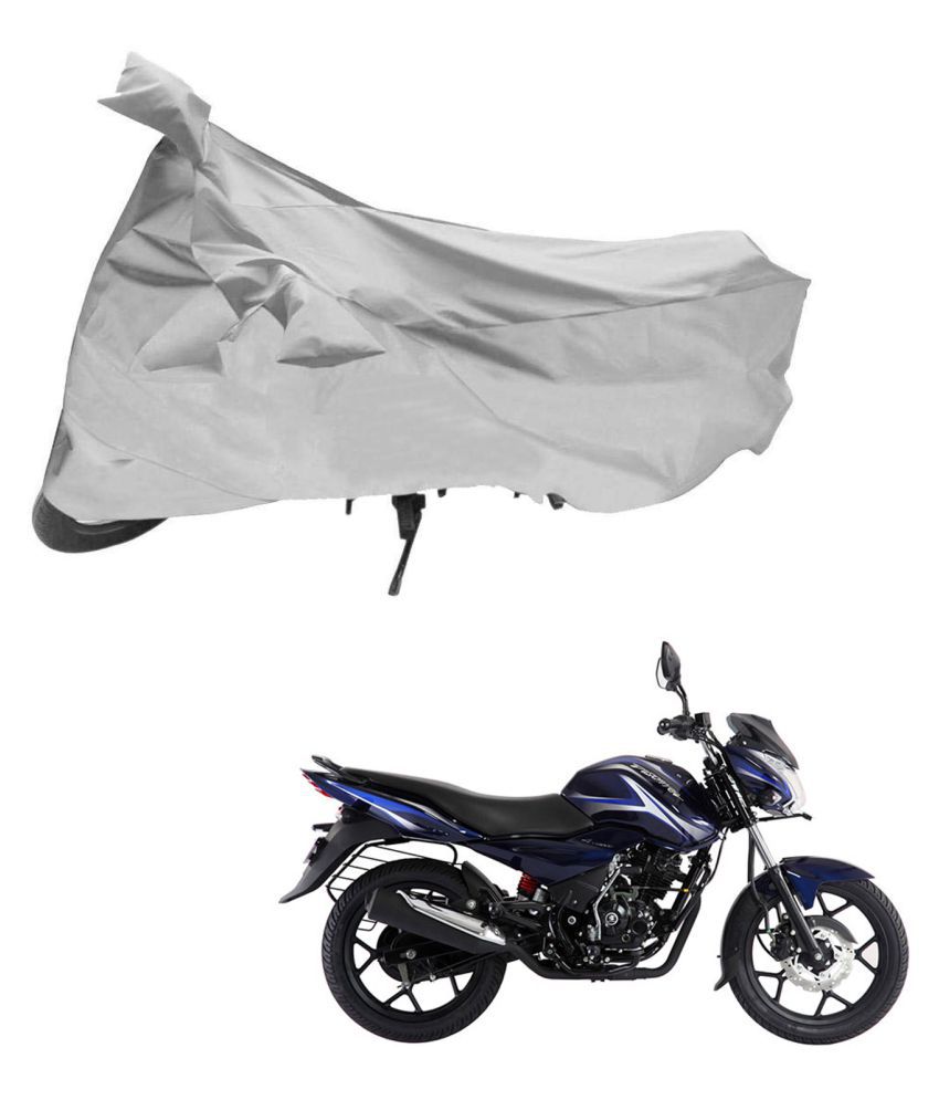     			AutoRetail Dust Proof Two Wheeler Polyster Cover for Bajaj DisPolyster Cover 150 (Mirror Pocket, Silver Color)