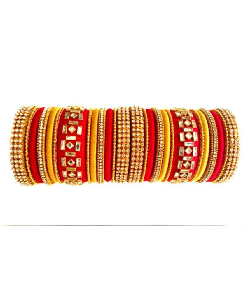 yellow and red bangles