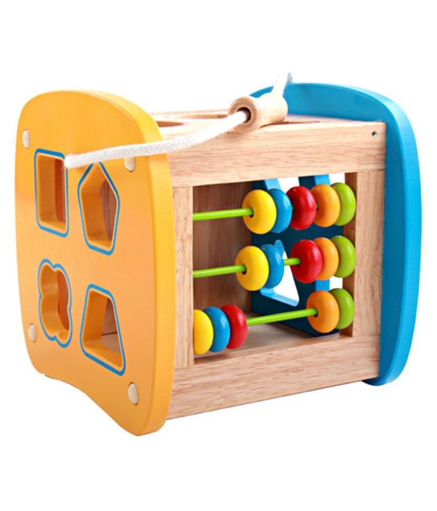 Wooden Multifunctional Activity Toy Shapes Sorter Early Development for