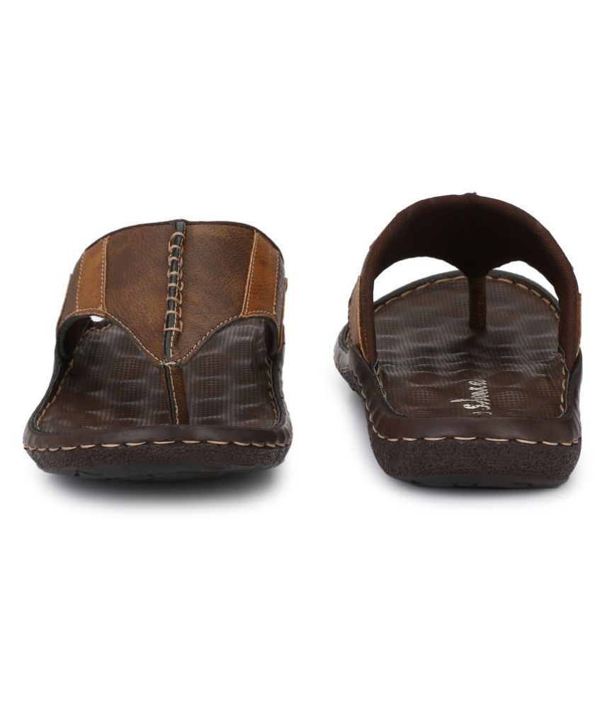 shences brown leather slippers