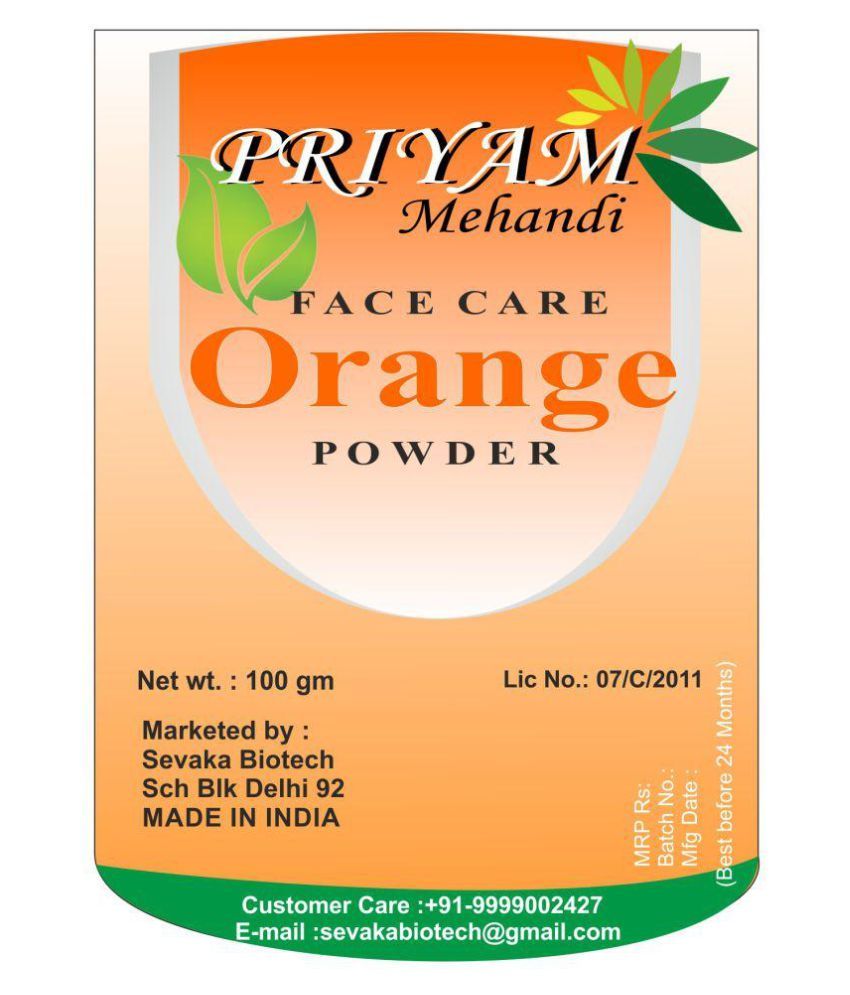 Priyam Mehandi Orange Peel Powder 100 Gm Semi Permanent Hair Color