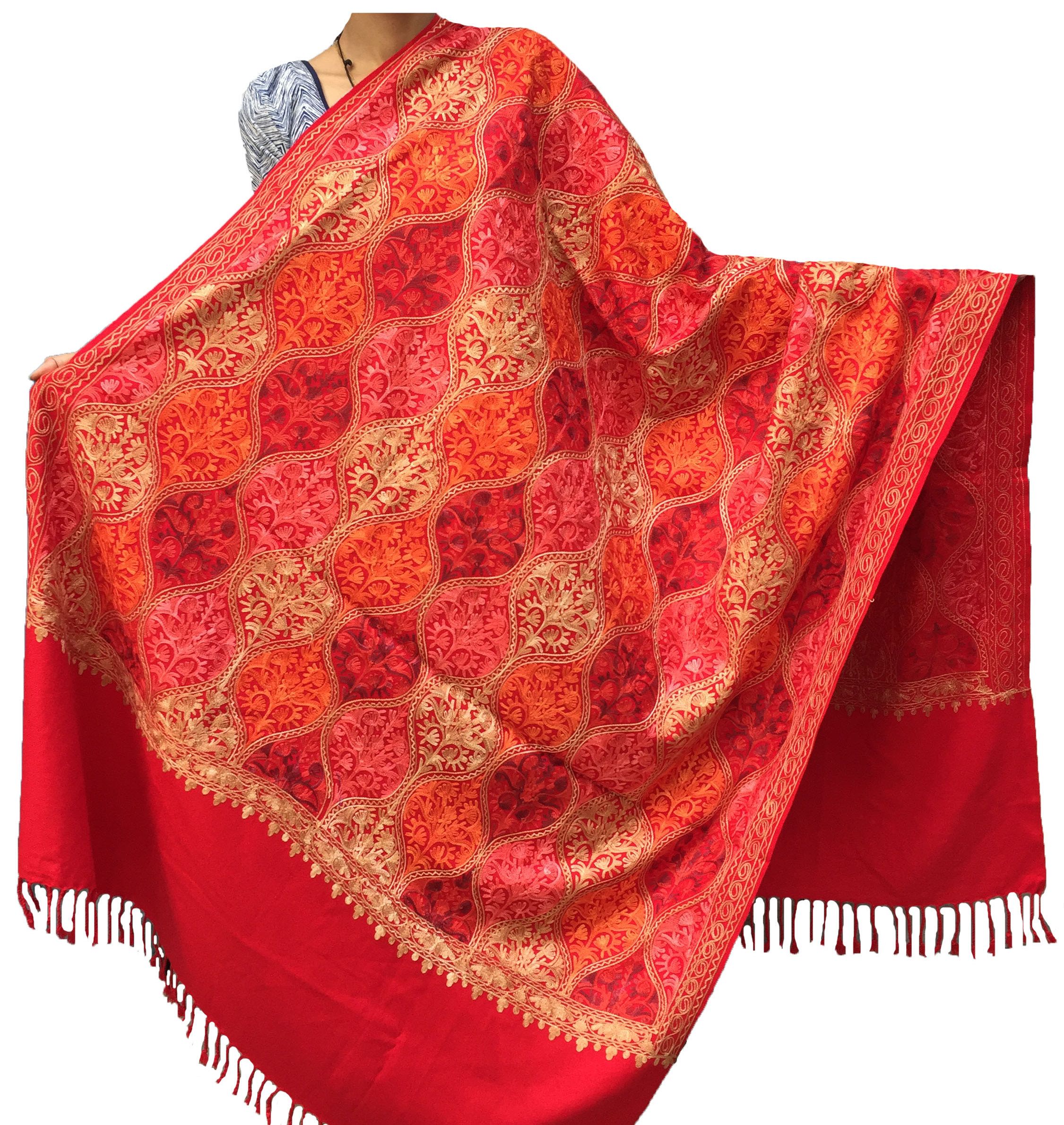 kashmiri shawls Red Ari Embroidery Shawl Price in India Buy kashmiri