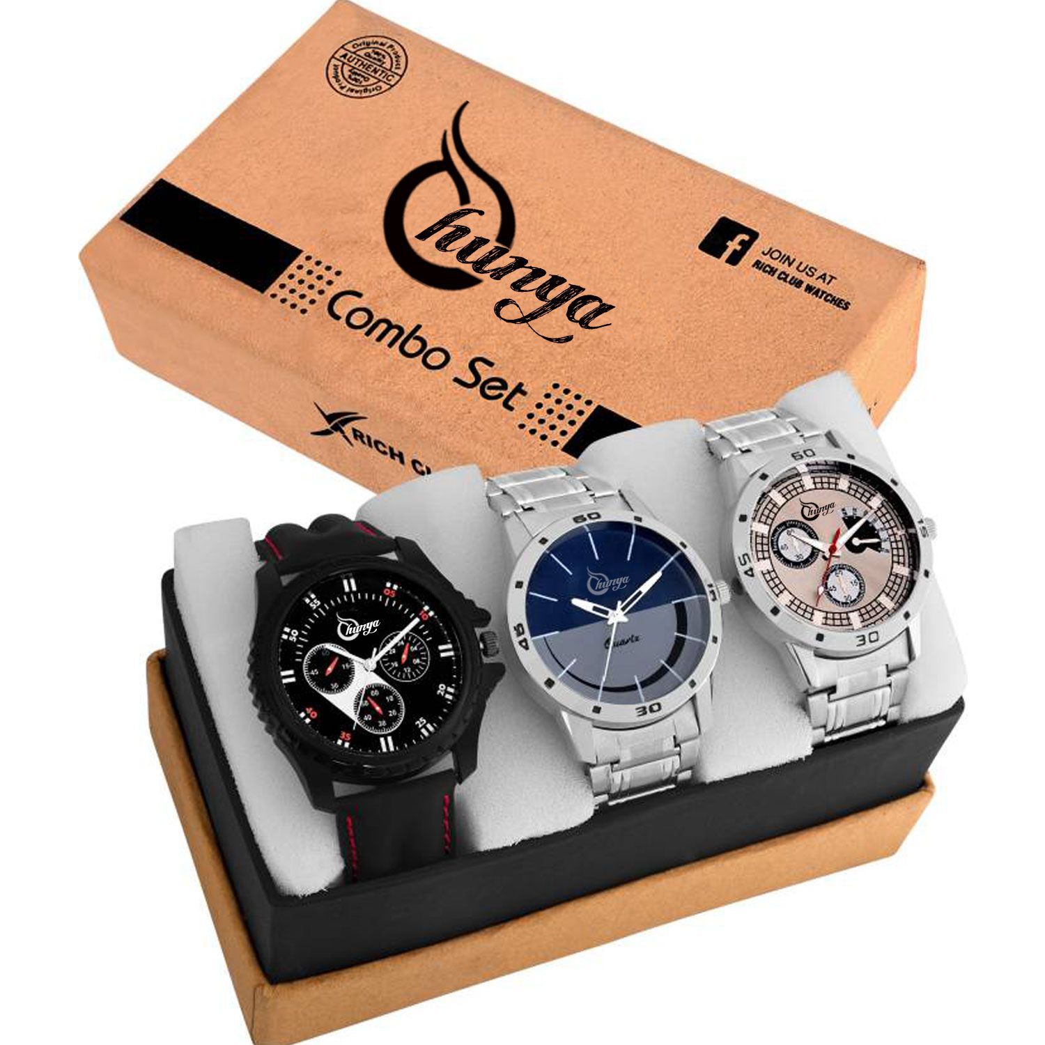     			Shunya  Attractive Set of 3 Watches Combo for Boys