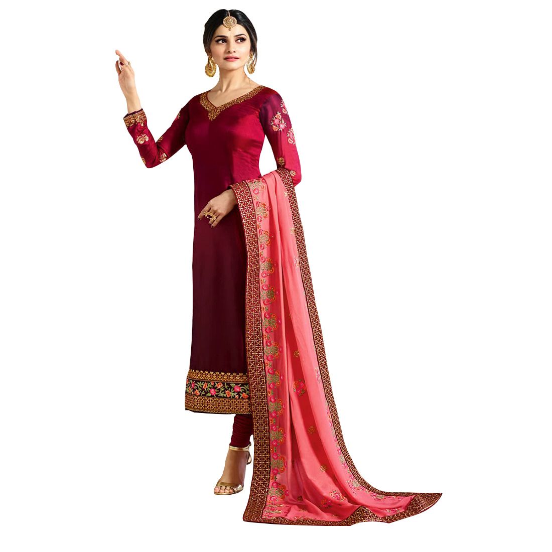 long churidar with silk dupatta