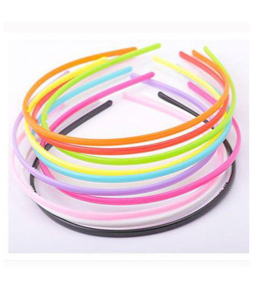     			Fok Set Of 6 Sleek Multi Color Plastic Hair Bands (6 mm)