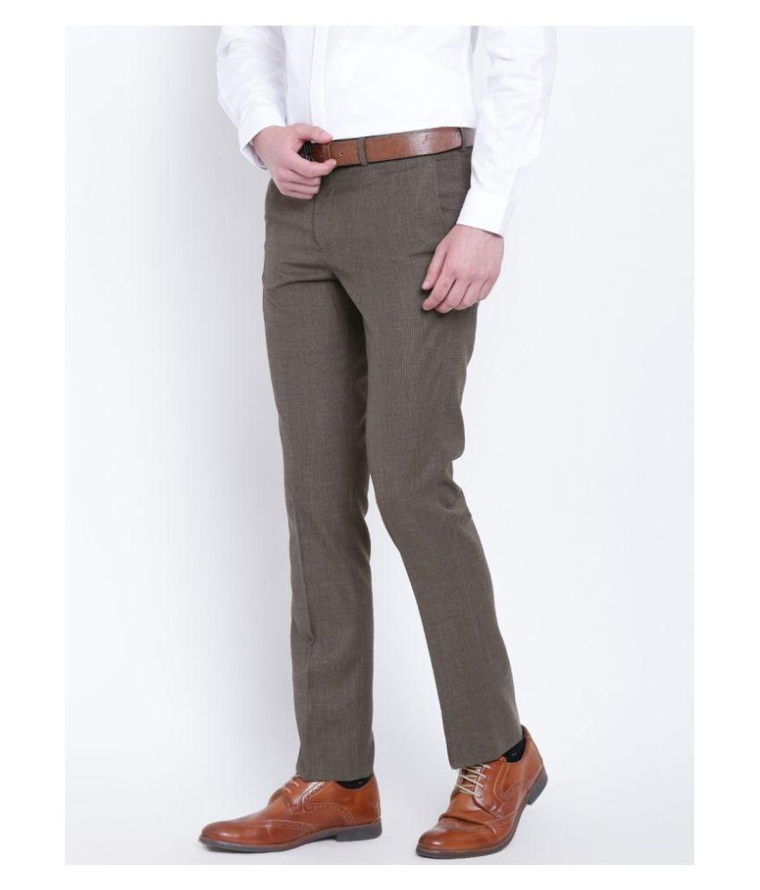 regular fit flat front trousers