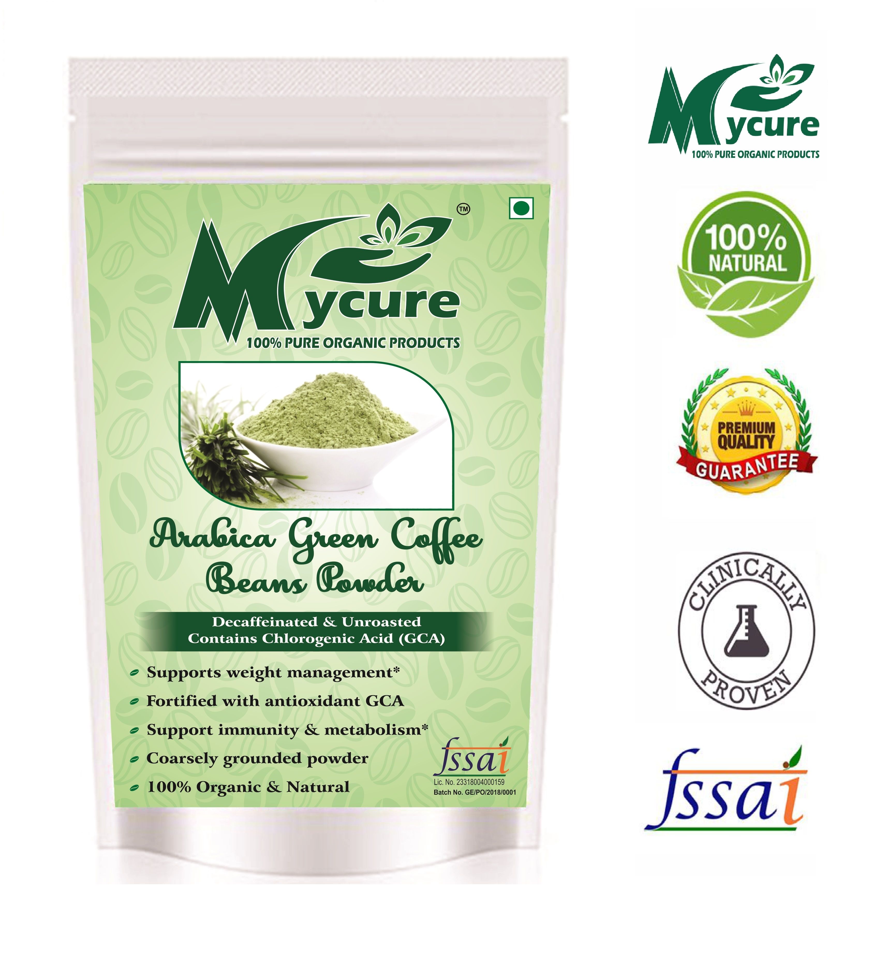 mycure Organic Green Coffee Beans Powder 250 Grams 250 gm Unflavoured