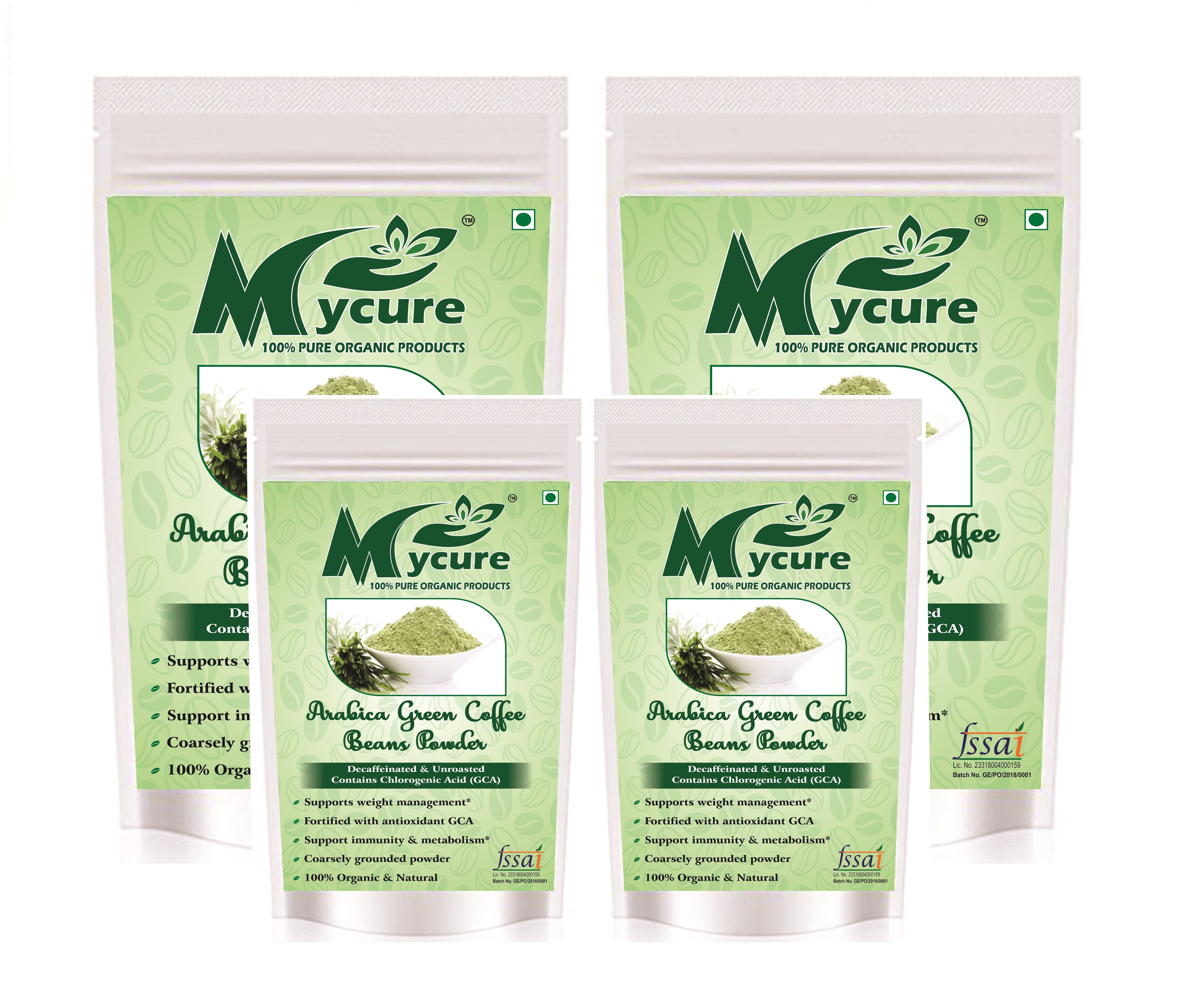 mycure Organic Green Coffee Beans Powder 400 x 4 Grams 1600 gm