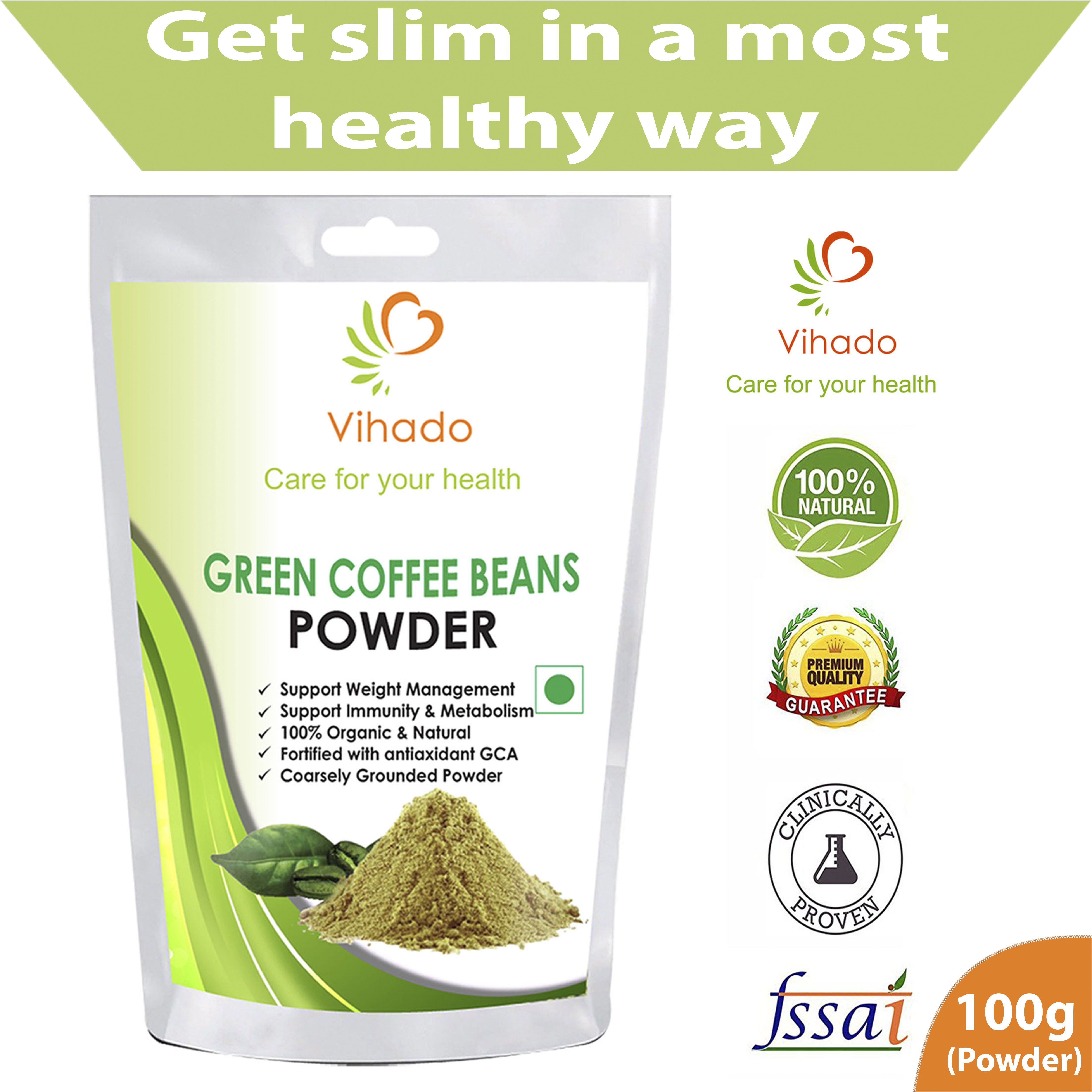     			Vihado Nutrition Green Coffee Beans Powder 100 gm Multivitamins Powder