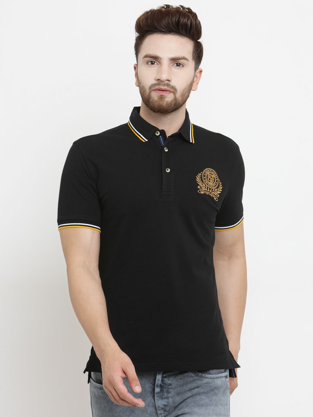 John Players Black Slim Fit Polo T Shirt - Buy John Players Black Slim ...