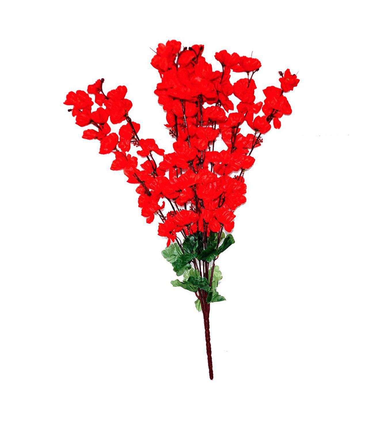     			YUTIRITI Orchids Red Artificial Flowers Bunch - Pack of 1