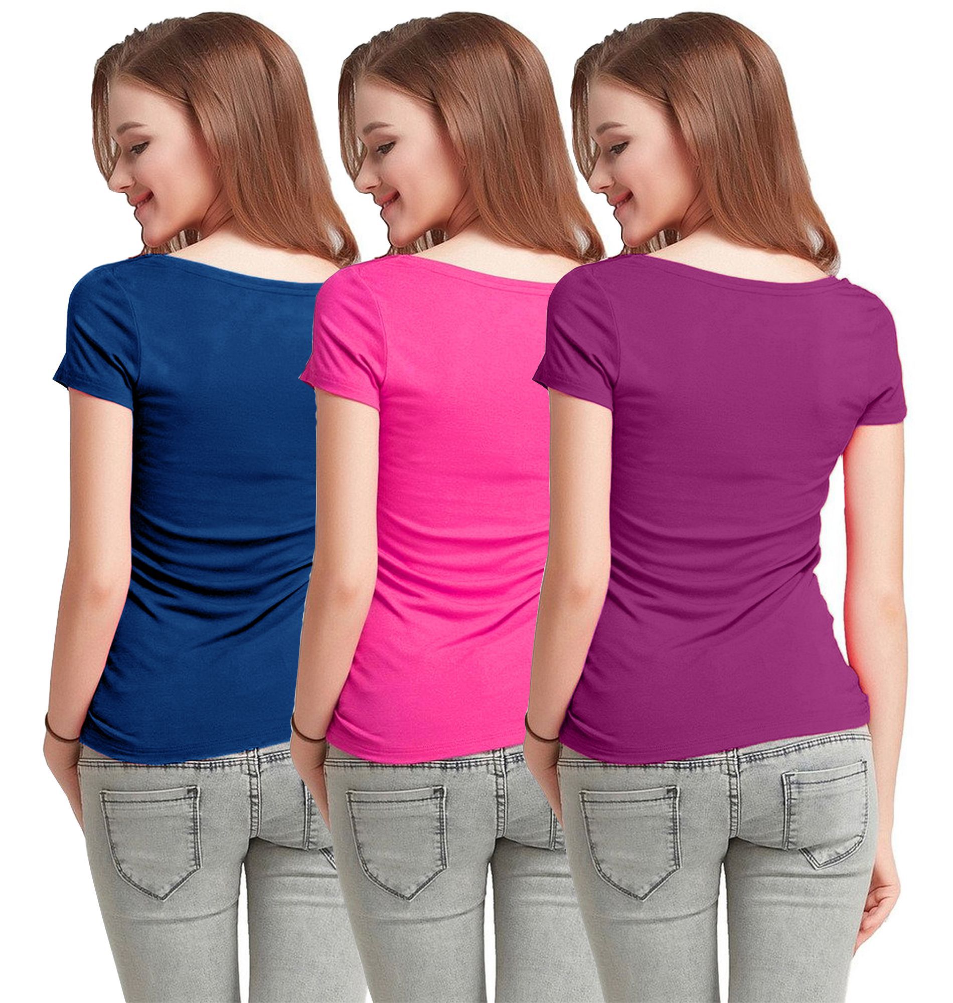 Buy Fashion Line Cotton Lycra Multi Color T-Shirts Online at Best ...