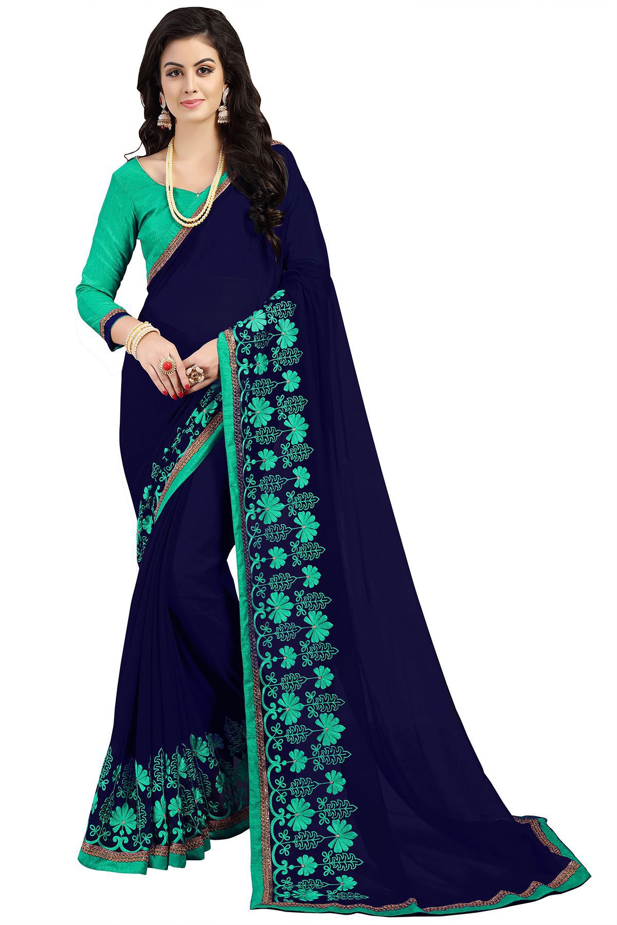 Dressy Green and Blue Bangalore Silk Saree - Buy Dressy Green and Blue ...
