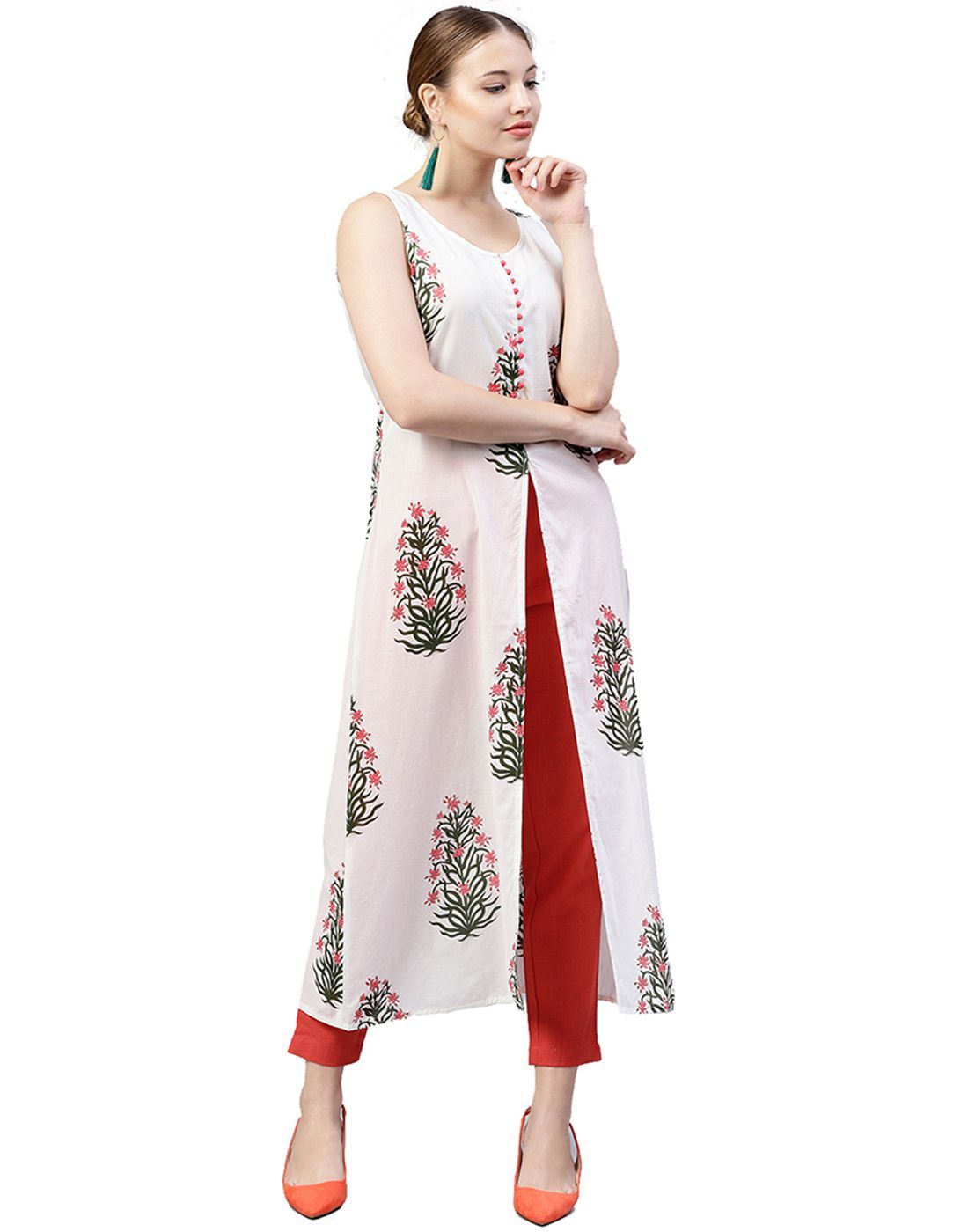 Jaipur Kurti Cotton Kurti With Pants Stitched Suit Buy Jaipur Kurti