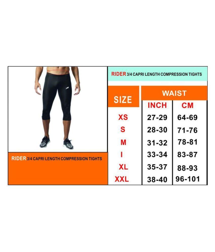 Rider 3/4 Capri Length Compression Tights Fitness & Other Outdoor Inner Wear Multi Sports