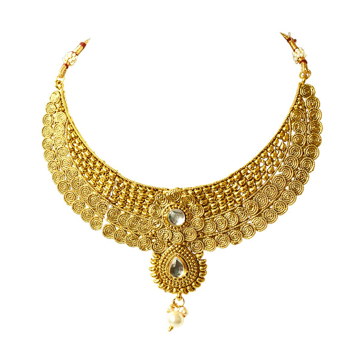 Suratdiamond Traditional Rajasthani Choker Style Gold Plated Designer