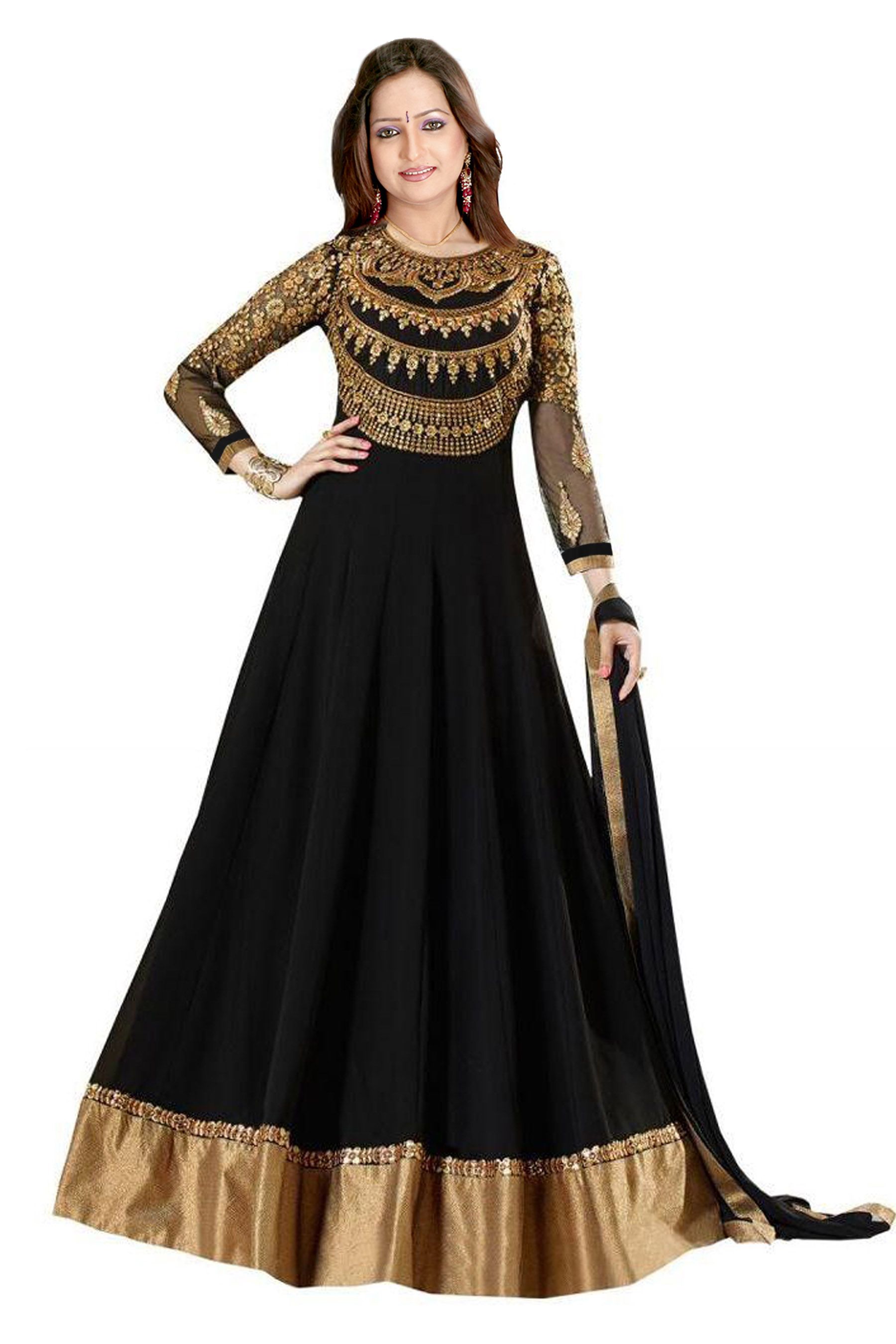 Rationalization Way Unexpected Rp Boutique Brown and Black Georgette Anarkali Gown Semi-Stitched Suit -  Buy Rp Boutique Brown and Black Georgette Anarkali Gown Semi-Stitched Suit  Online at Best Prices in India on Snapdeal