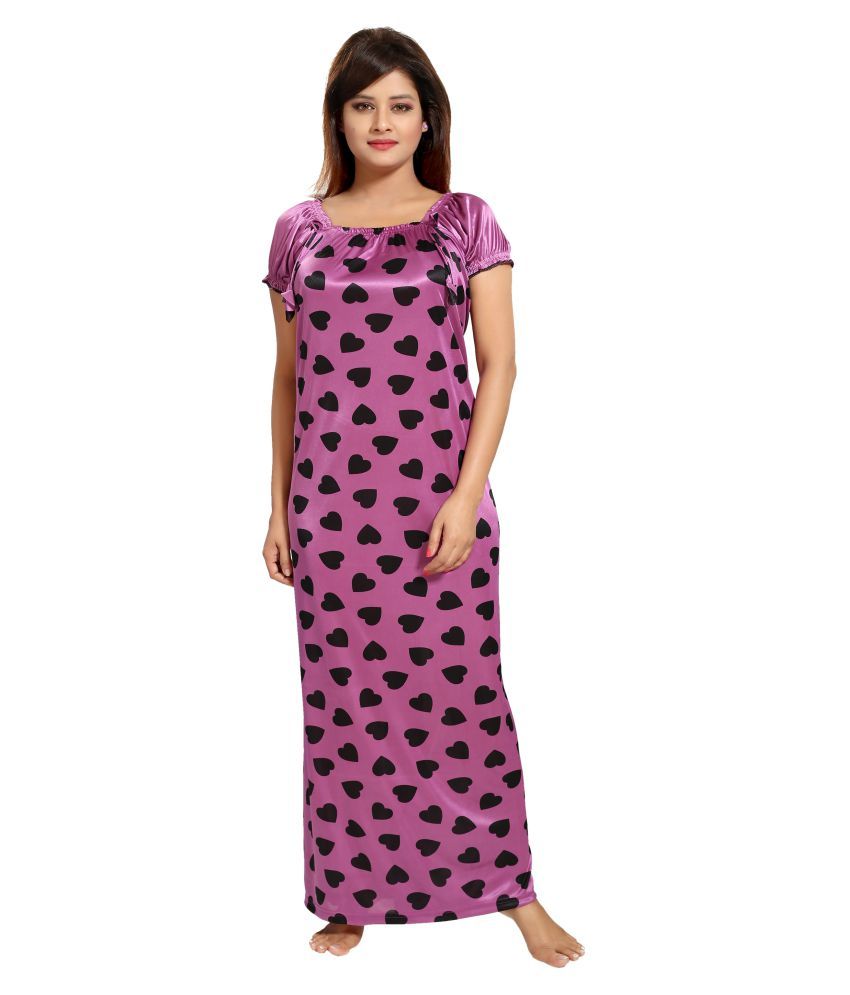 Buy Shopping Station Satin Night Dress Multi Color Online at Best
