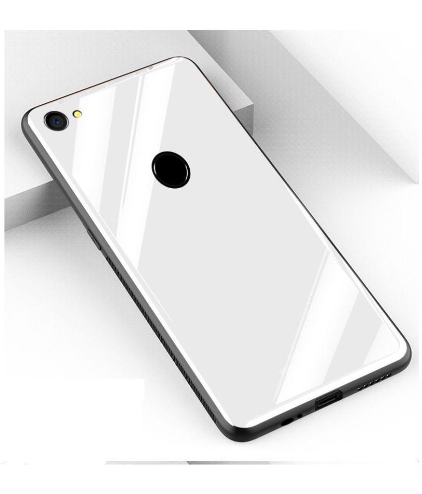     			Oppo F7 Mirror Back Covers JMA - White Luxurious Toughened Glass Back Case