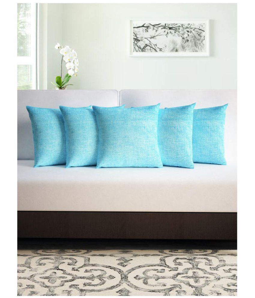     			DIVINE CASA Set of 5 Cotton Cushion Covers 40X40 cm (16X16)