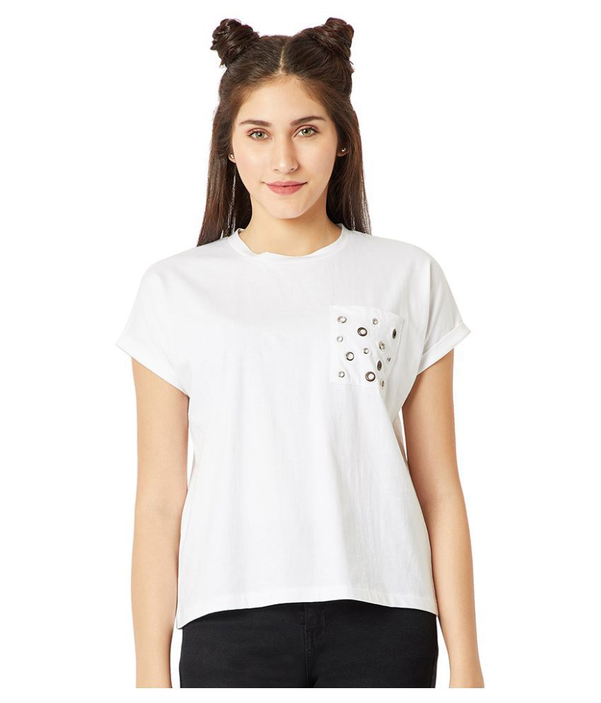     			Miss Chase Cotton Regular Tops - White