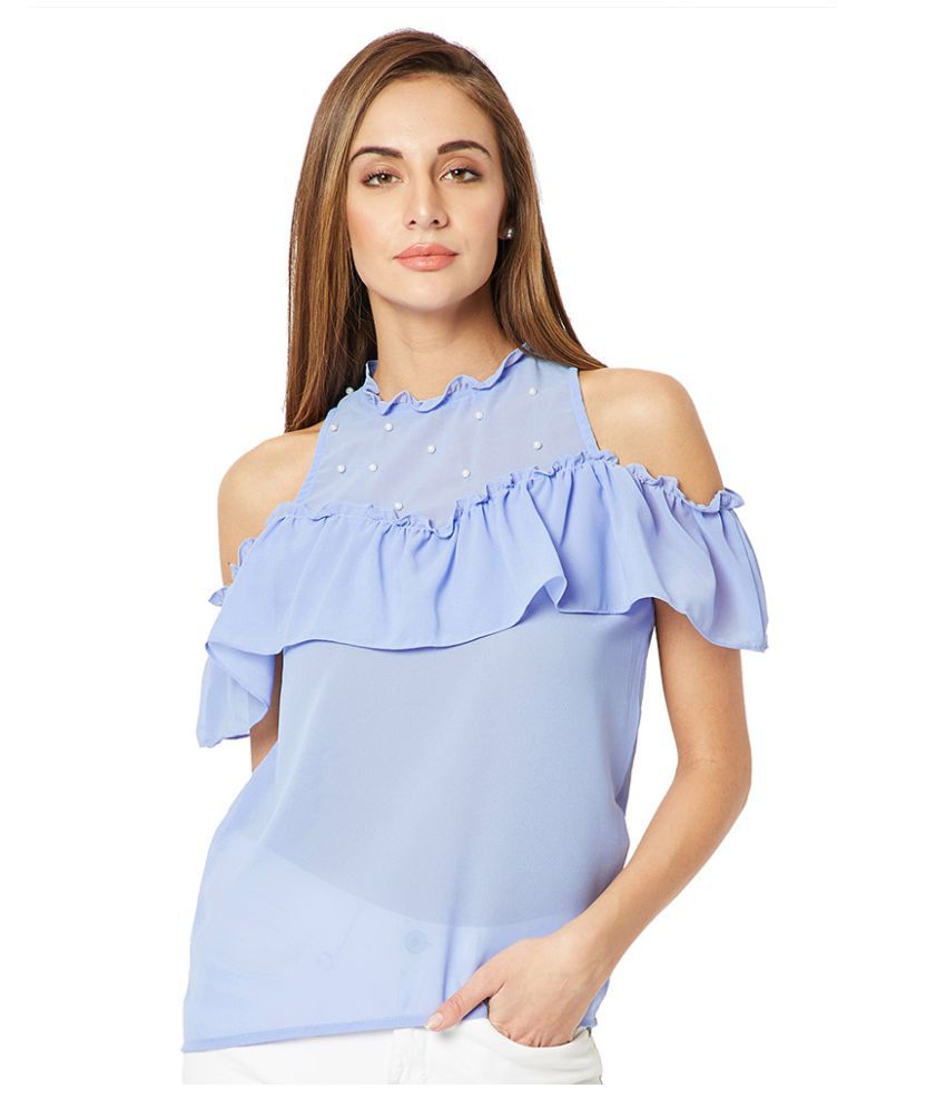     			Miss Chase - Blue Georgette Women's Regular Top ( Pack of 1 )