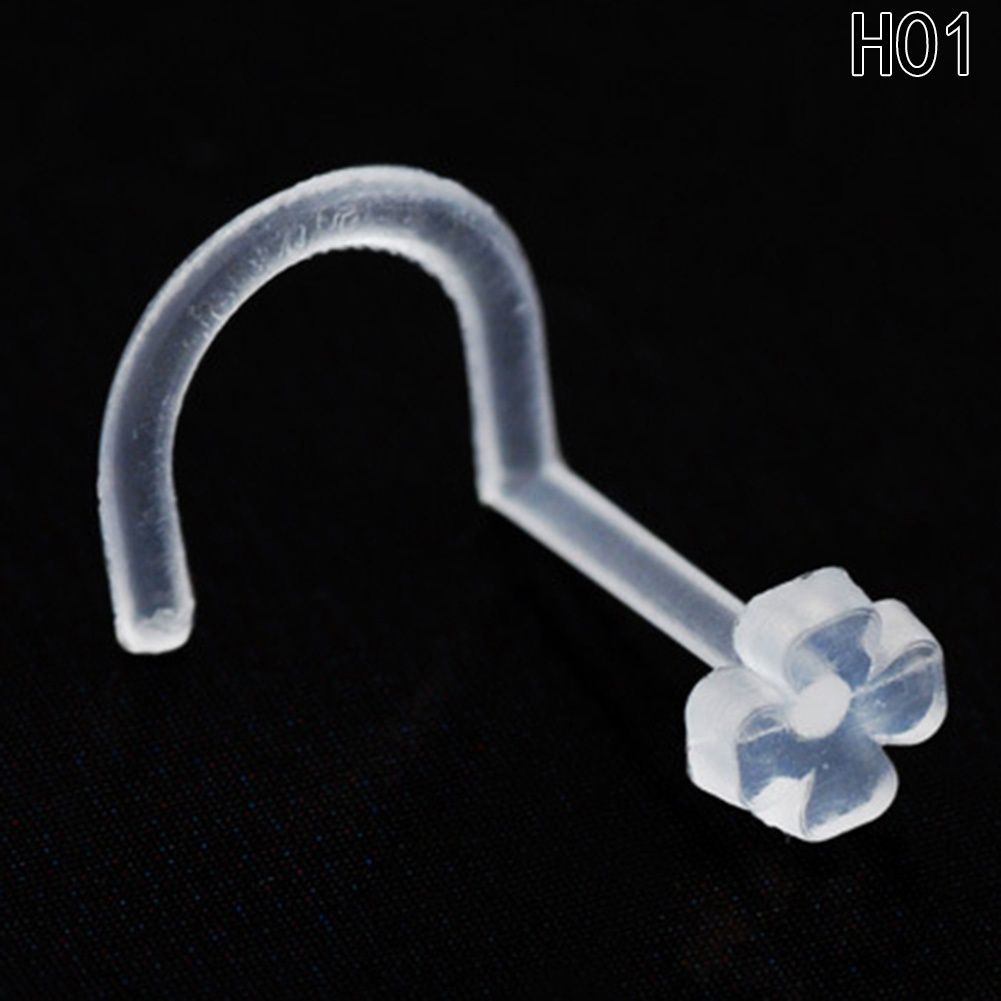 Clear Nose Ring Flexible Acrylic Nose Stud Retainer For Body