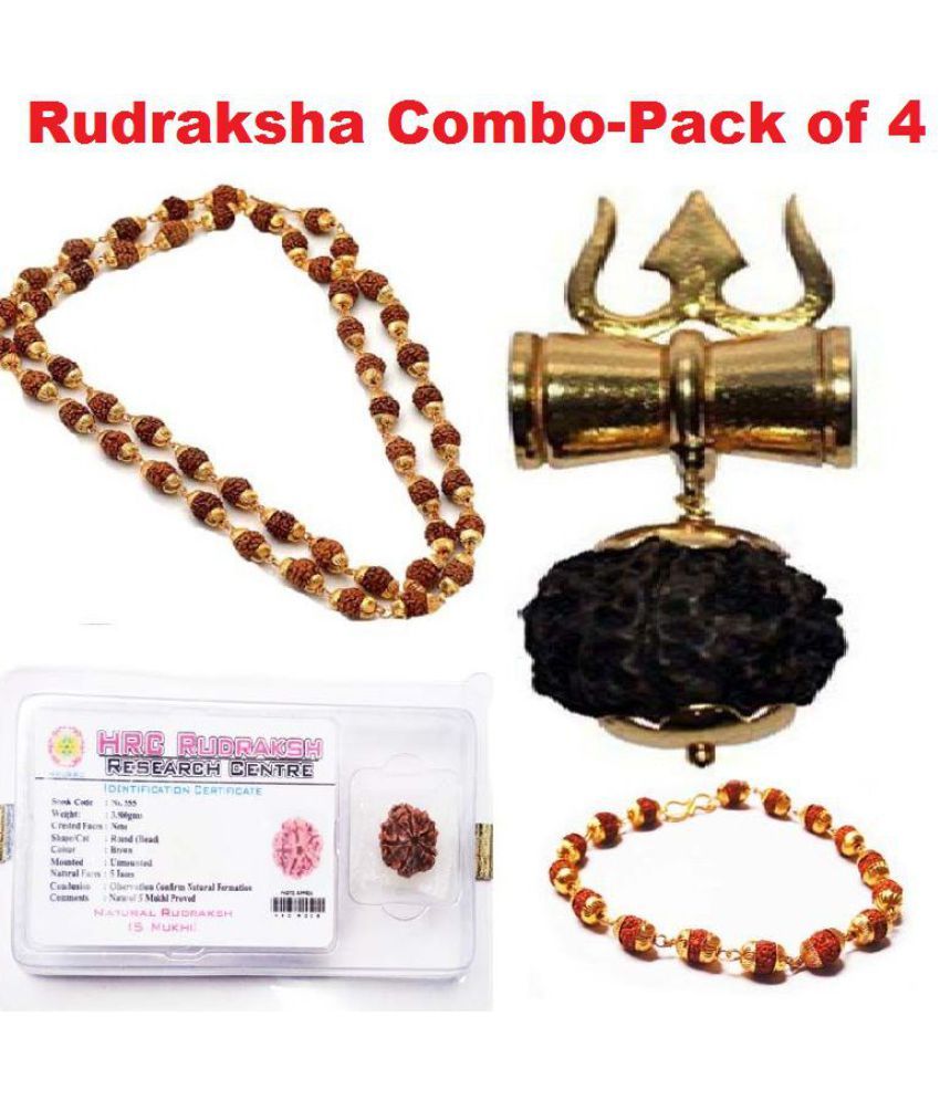     			haridwar astro 100% Orginal Rudraksha Mala, Bracelet, Shiv Shakti Kavach, Lab Certificate Rudrakash pack of 4