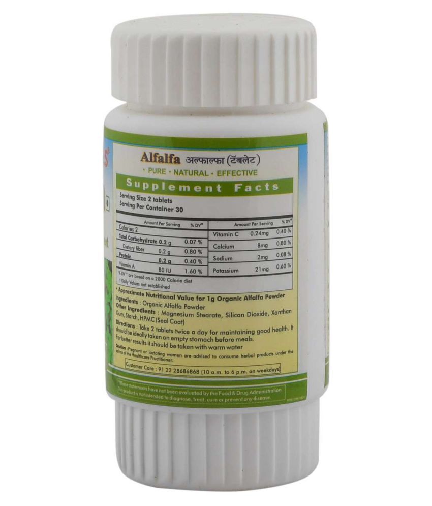 Herbal Hills Alfalfa 60 Tablets (Pack of 2) Tablets 1 mg Buy Herbal